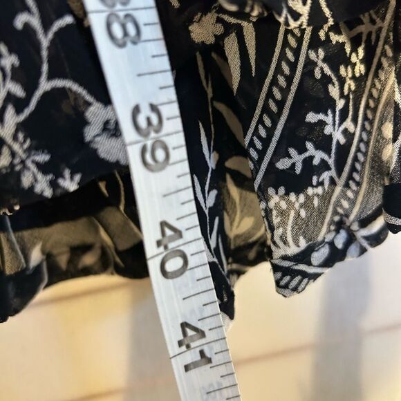 VTG Shelly & Arnold Black & White Reversible Floral Boho Maxi Skirt L - Picture 4 of 7